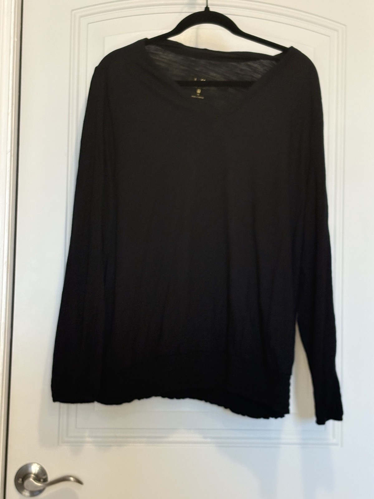 Belle by Kim Gravel Slub Knit Smocked Waist Neck top in Black 1X