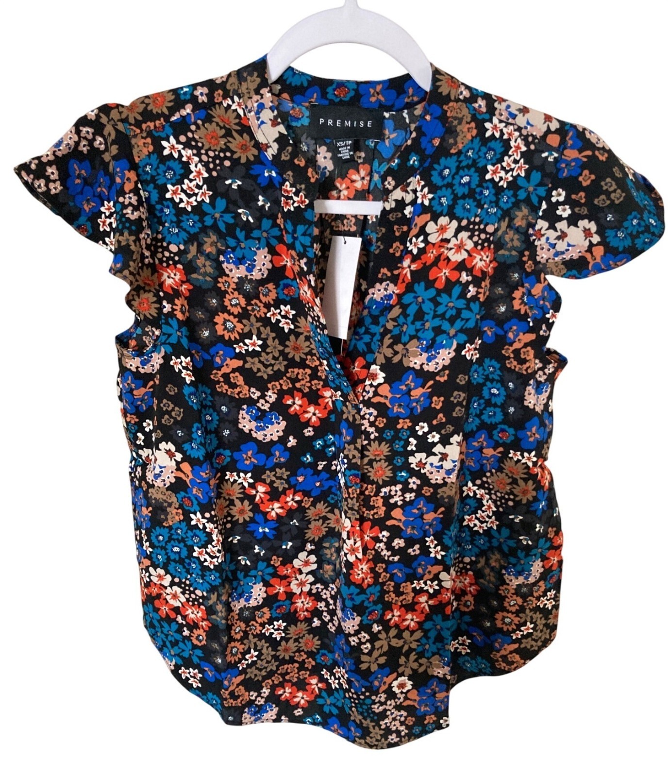 Premise Women’s Floral Print Flutter Sleeve V-neck Top NWT Varies