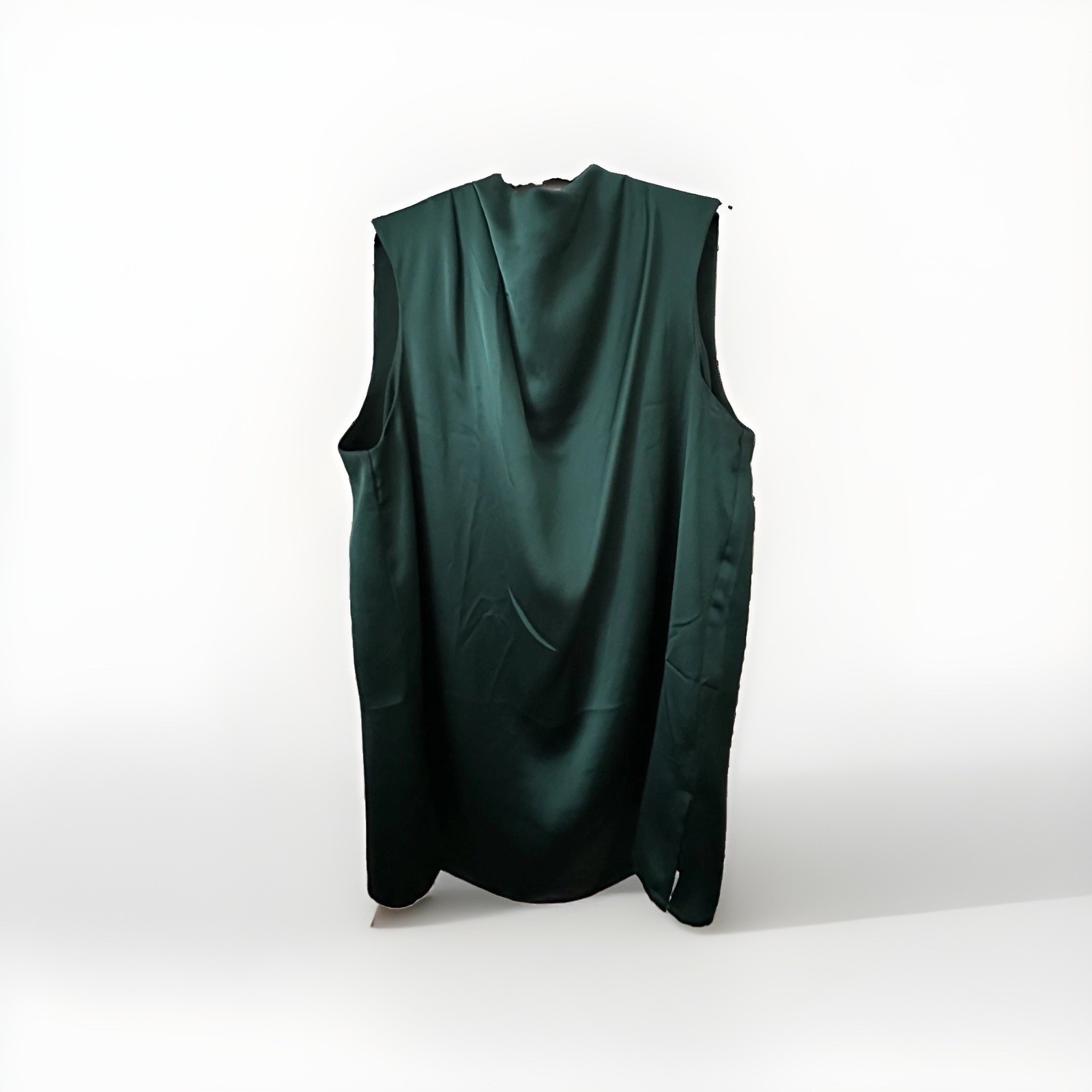 Rachel Zoe High Neck Halter Style Blouse Size L Olive Green Satin. A1-011