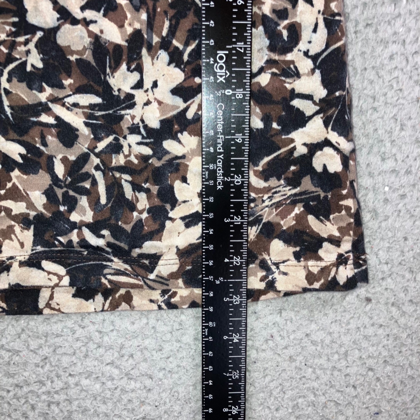 Floral Cottagecore Top Small Brown Scoop Neck Cotton Earthy Neutral Classic L/S