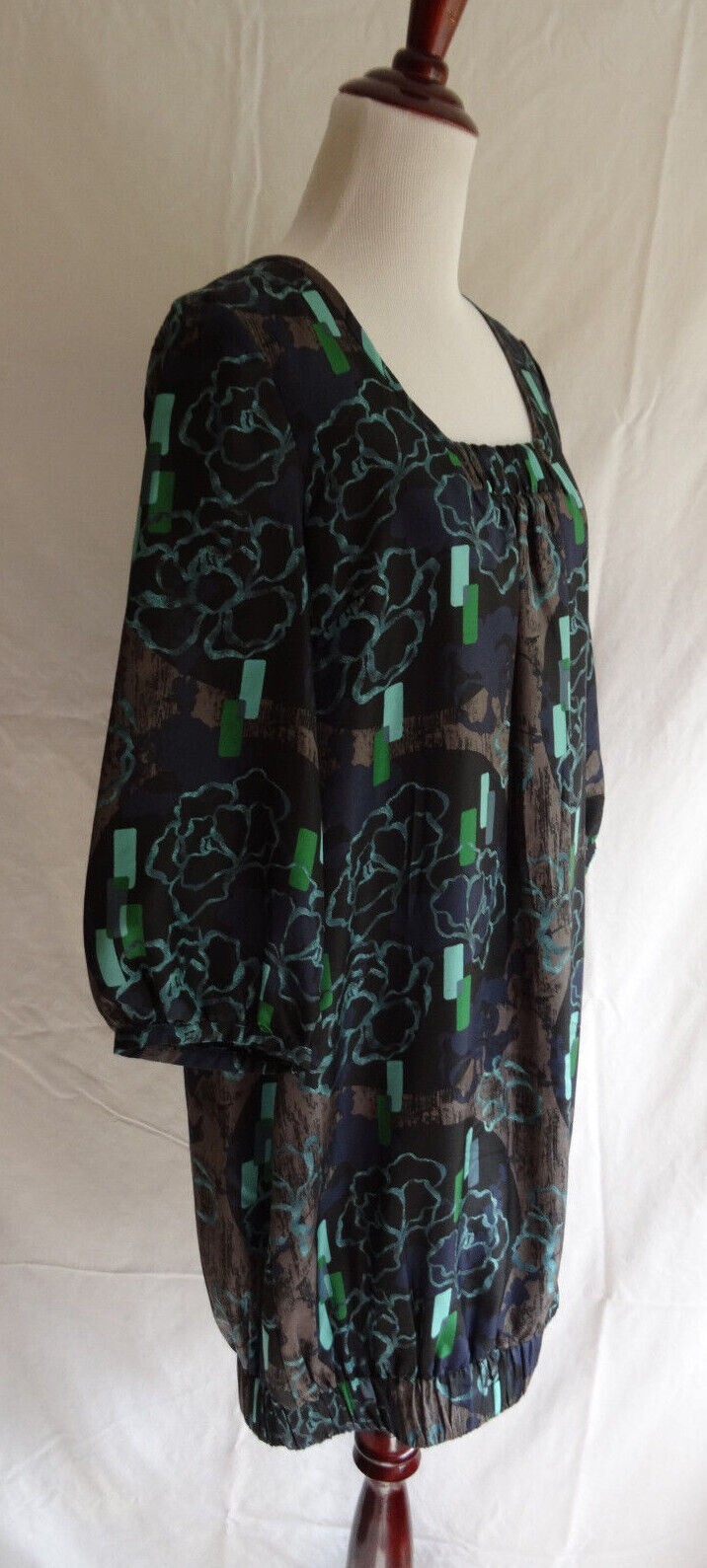 Classiques Entier 100% Silk Retro Geo Pop Art Shift Bubble Dress Tunic Top – S