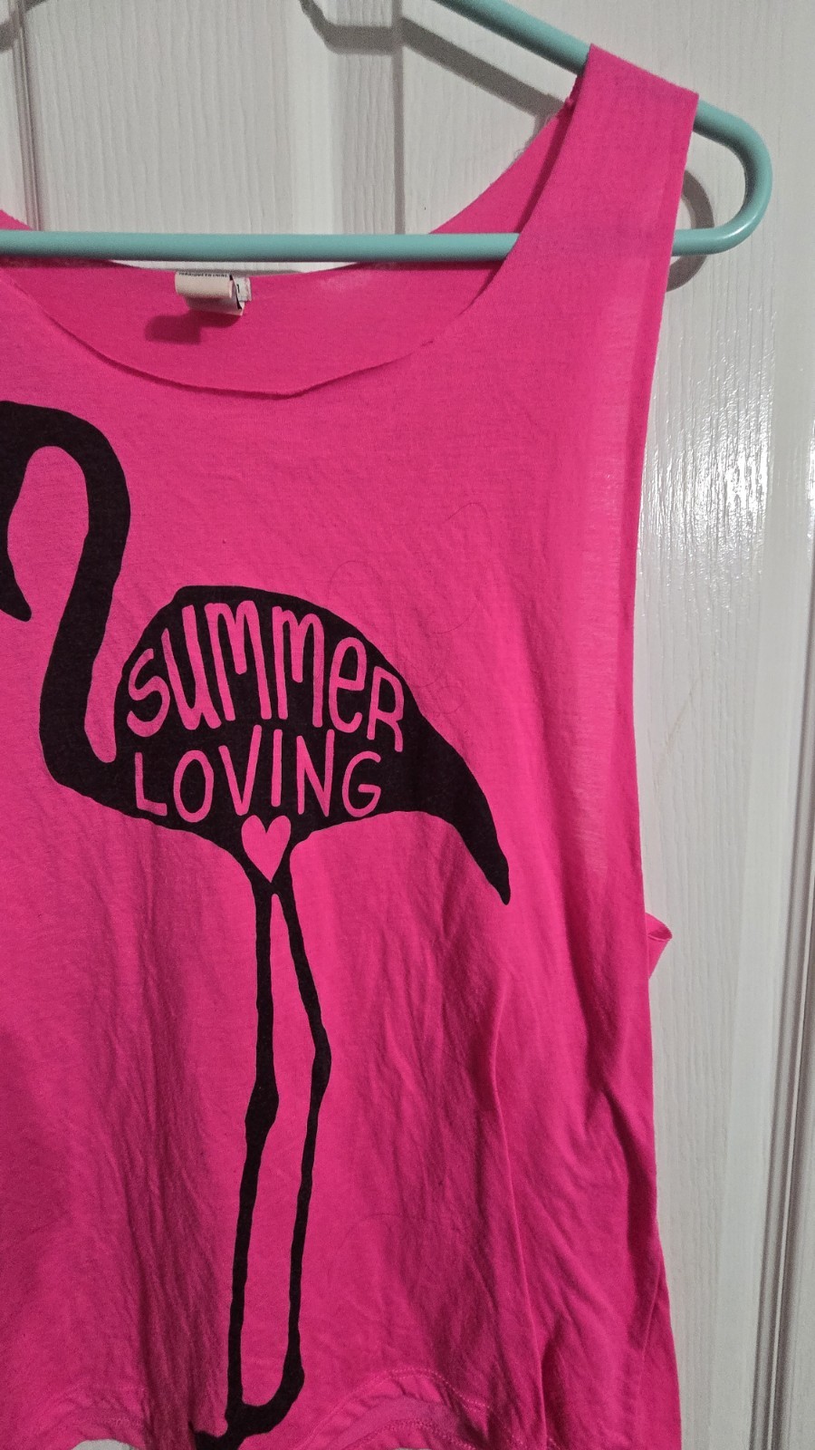 Forever 21 I Love H81 Flamingo Tank Top S Small Pink Summer Loving Graphic…