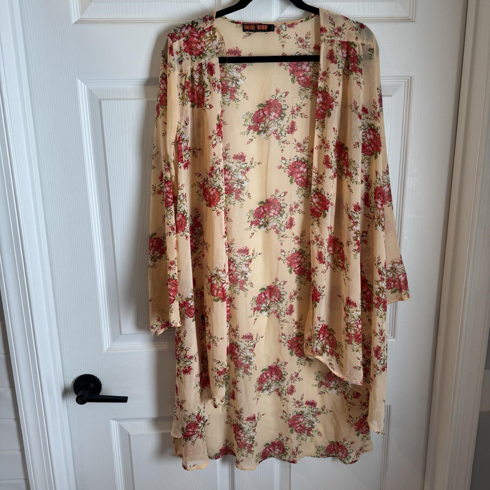 Love Tree (Sz L) Boho Sheer Kimono Duster Cover-Up Floral Festival Hippie Beach