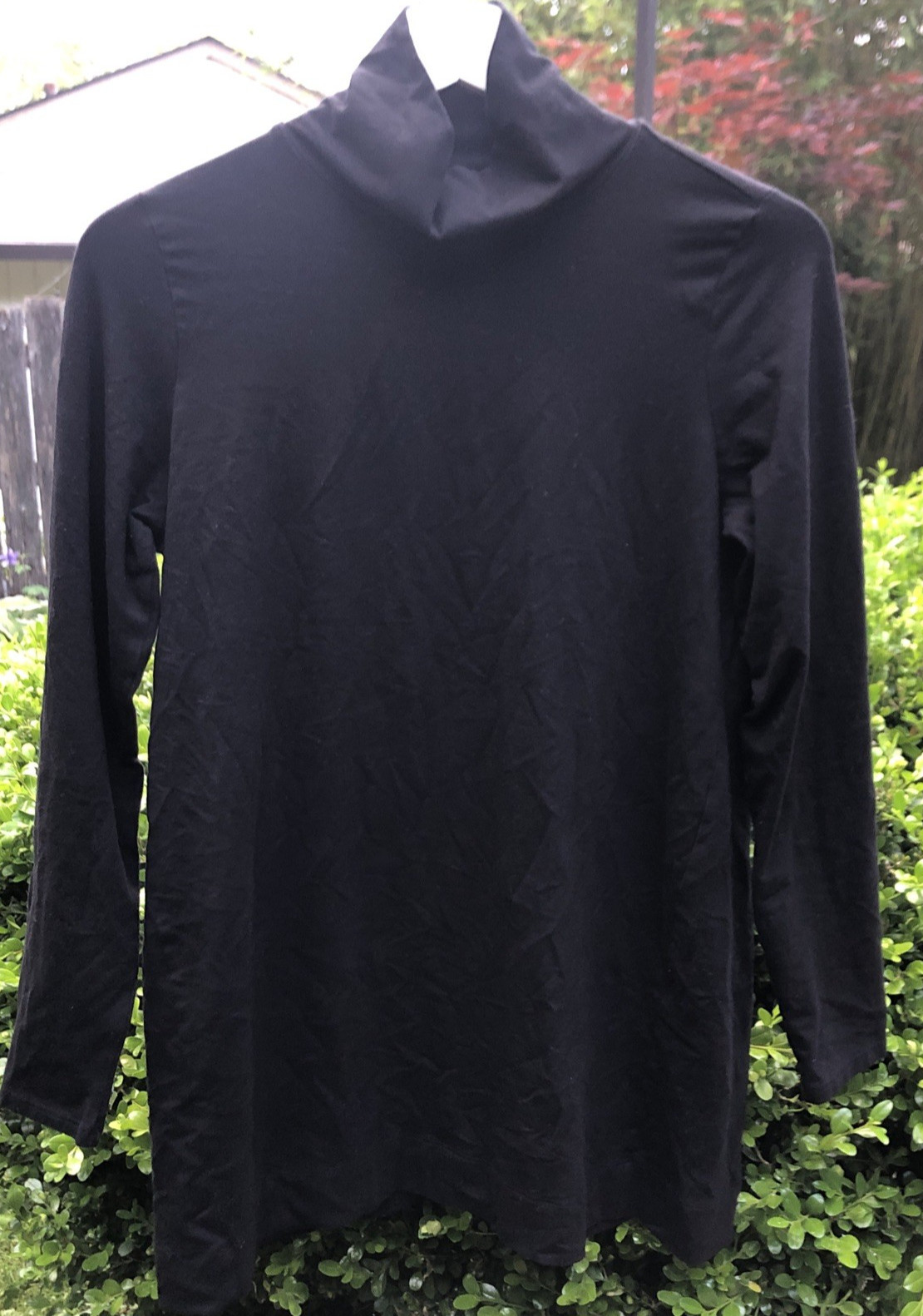 J. Jill Luxe Supima Turtleneck Tunic Top Wms M Black Cotton Modal Rayon Spandex