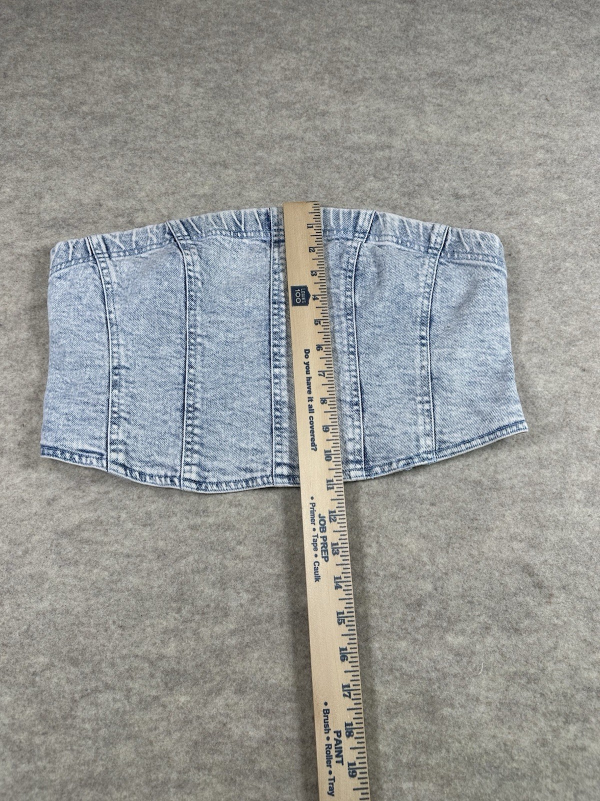 GB Light Wash Denim Strapless Corset Tube Top Women’s XL Zip Back NWT