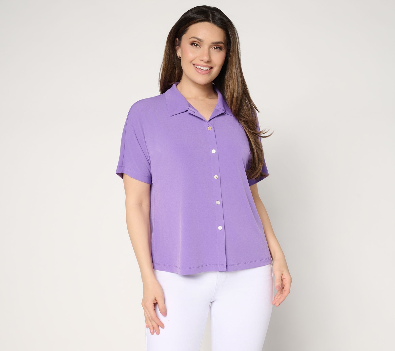 Susan Graver Women’s Top Sz S Every Day Liquid Knit Dolman Sleeve Purple A684071