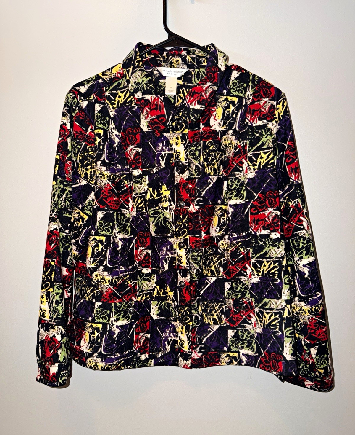 Christopher & Banks Women’s P/L Multicolor Floral Collared Button-Up