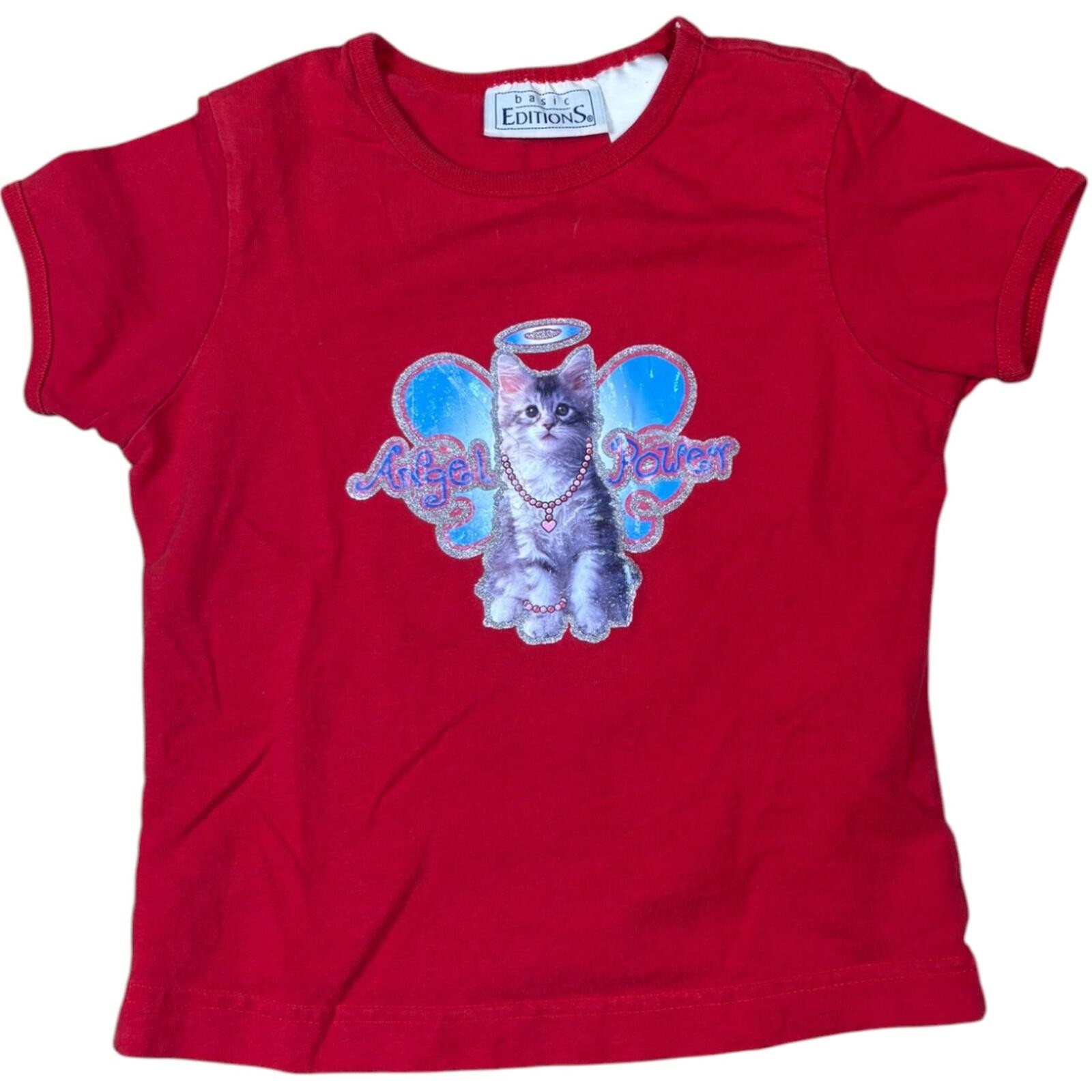 Angel Power Heart Kitty Y2K Baby Tee