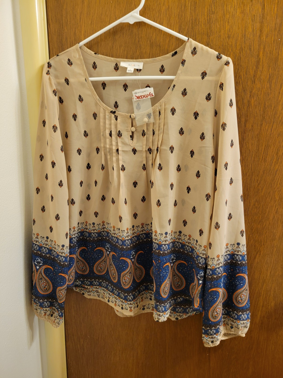 Mine Womens Large L Sheer Blouse Brand New See Description Boho Peasant Hippie