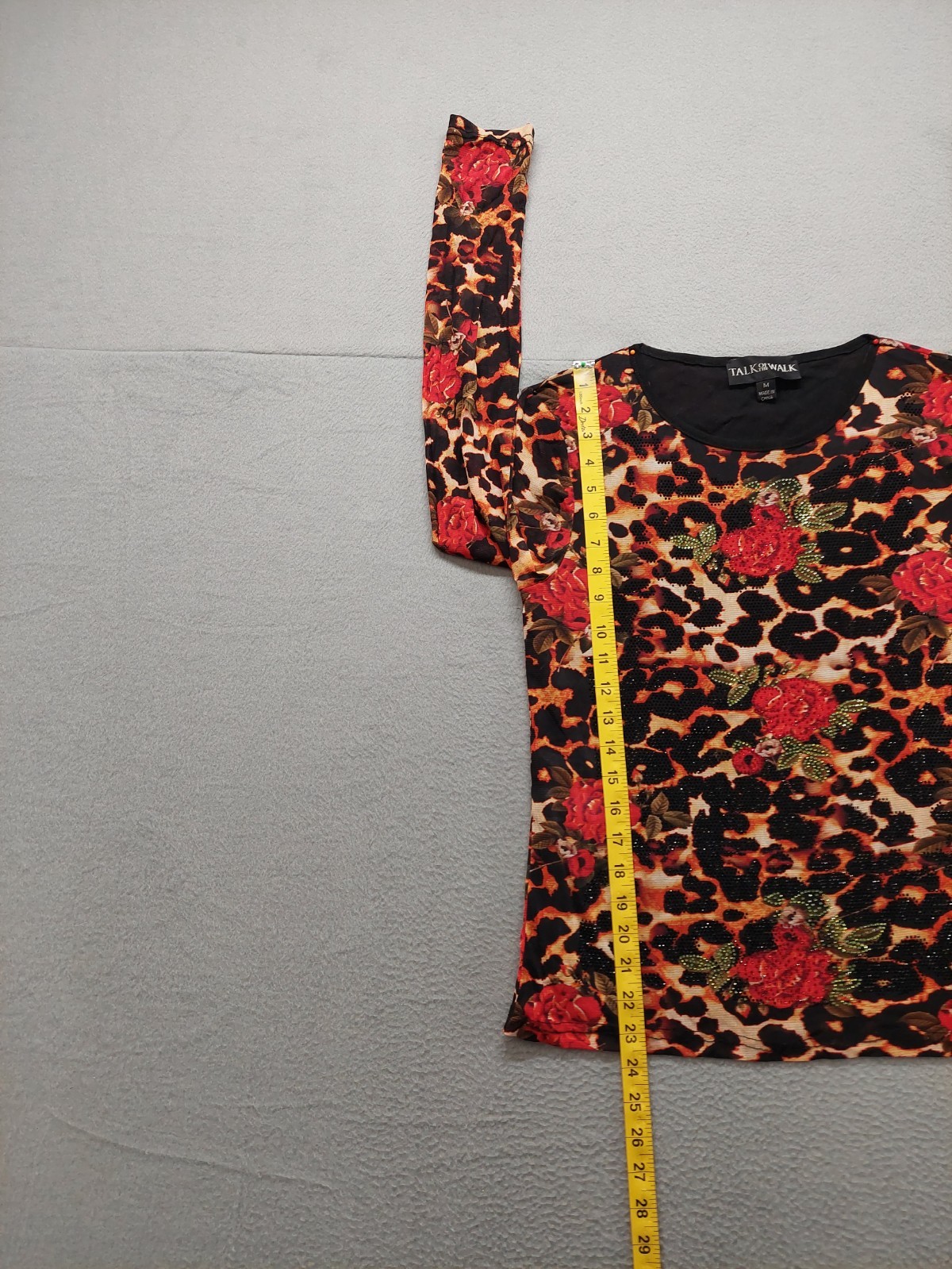Talk Of The Walk Women Top M Multicolor Floral Camo Stretch Long Sleeve Casual