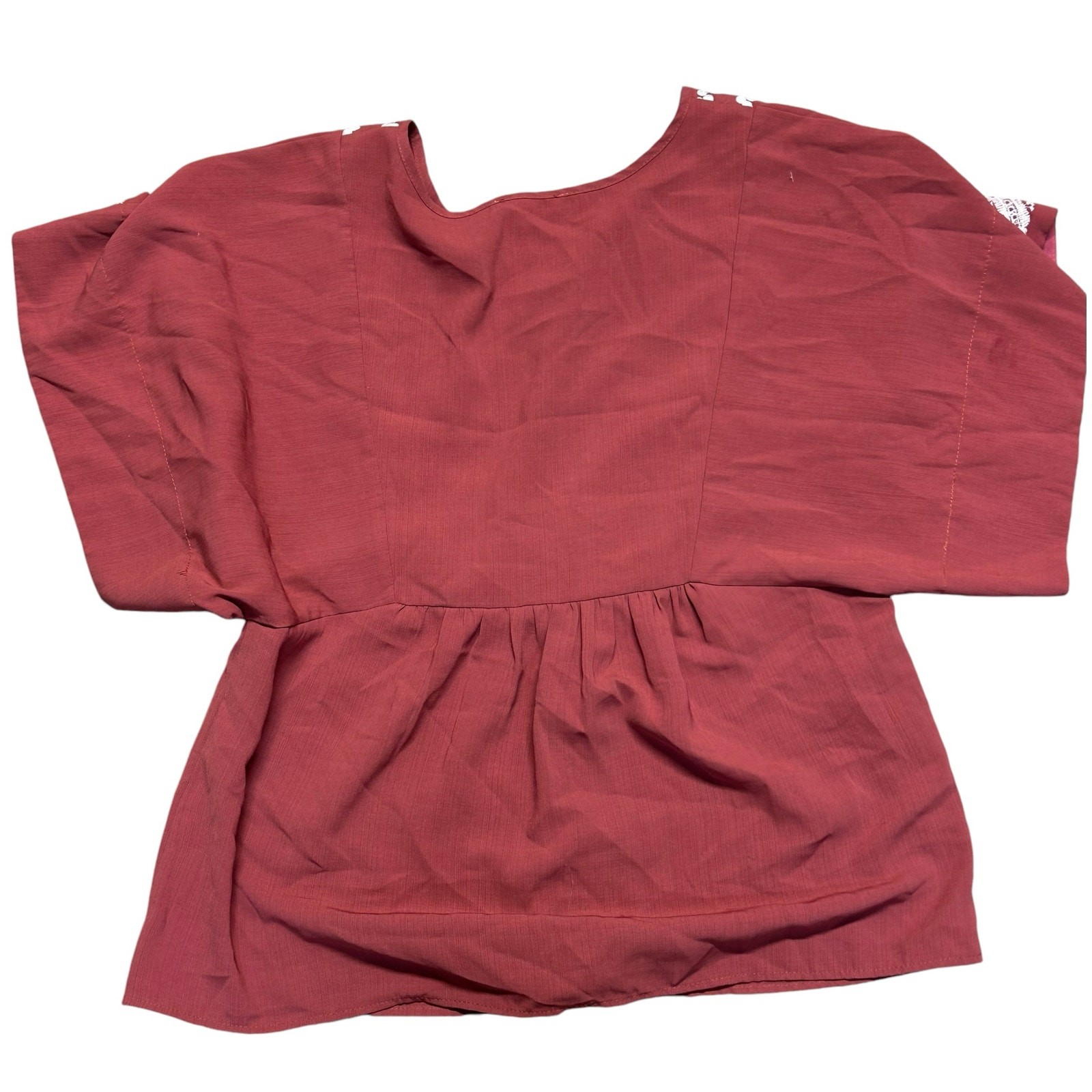 Skies Are Blue Medium Boho Top Embroidered Festival Maroon Empire | Stitch Fix