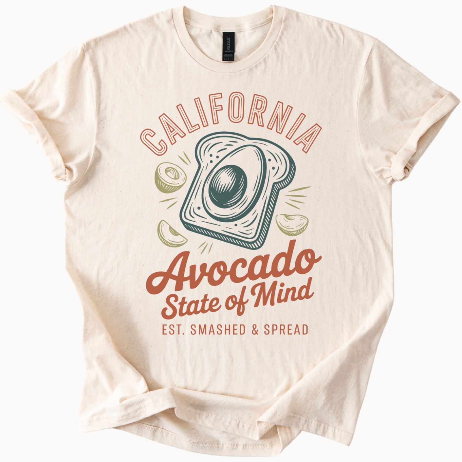 California Avocado Toast State of Mind Graphic Tee Smashed Spread Shirt