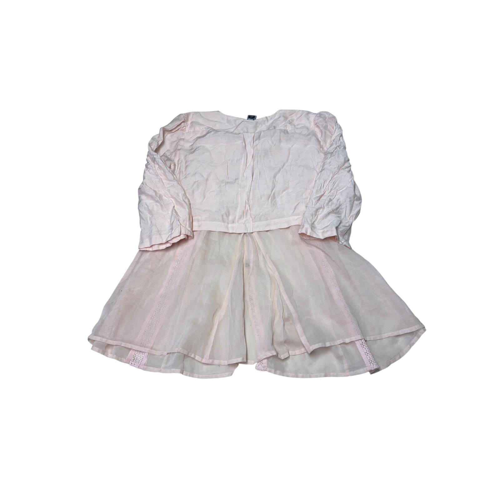 NWT Free People Pink Rose Viscose Silk Blend Layered Lace Trim Tunic Top Size 8