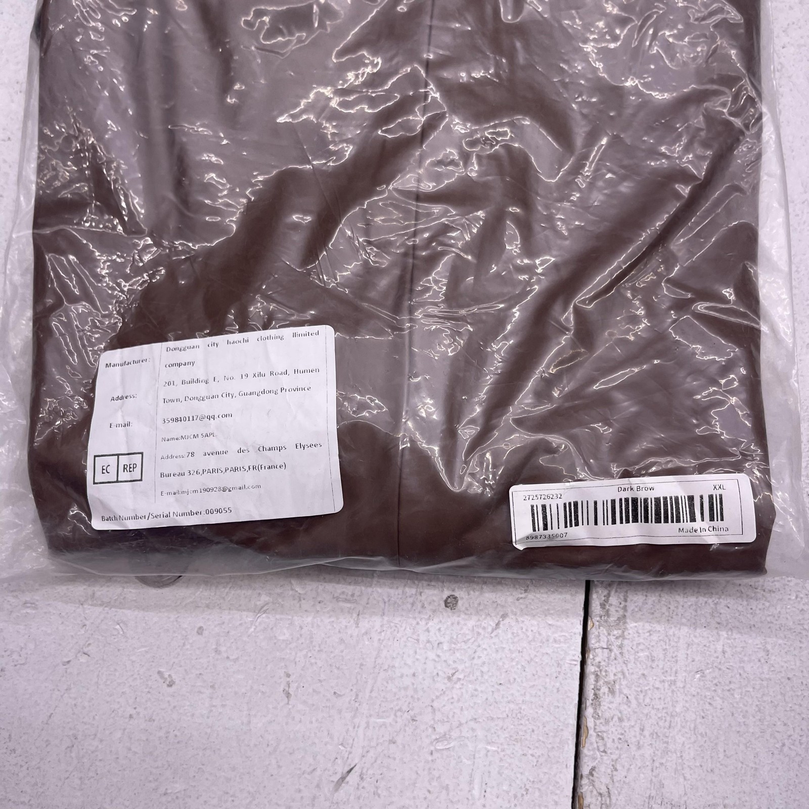 Brown Faux Leather Top Womens 2XL Zip Front Stand Collar Lined Mid Length