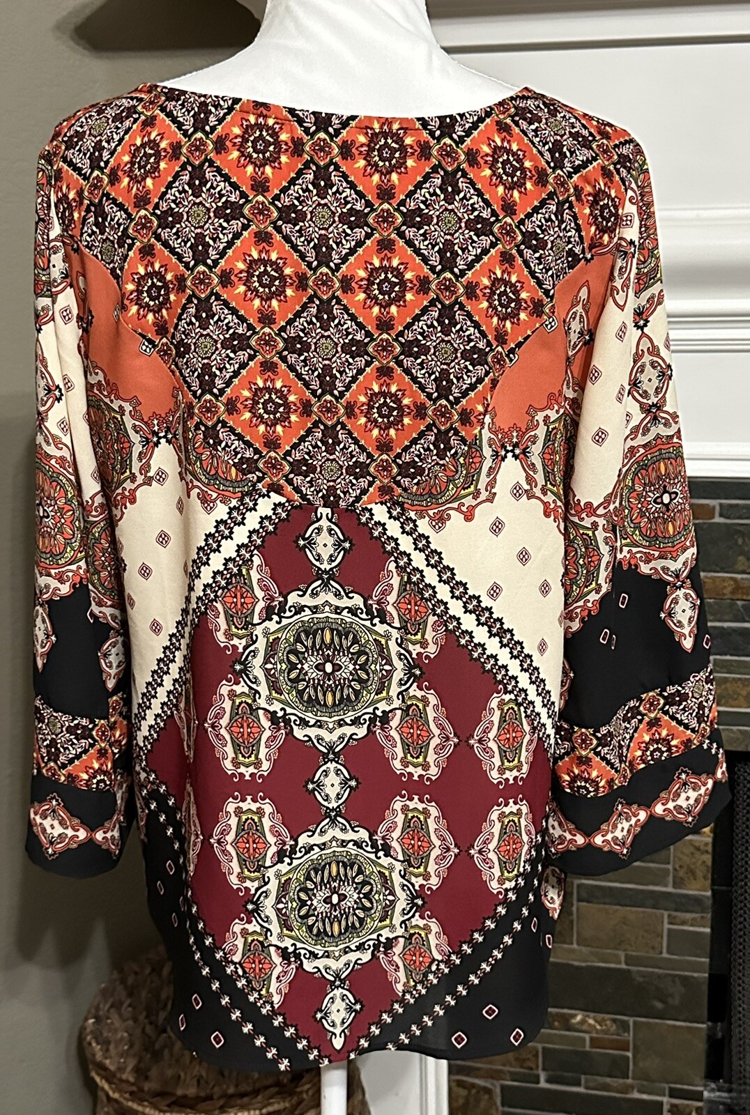 Anthropologie Fig & Flower PEASANT Blouse Boho TOP Tunic Medium Lightweight