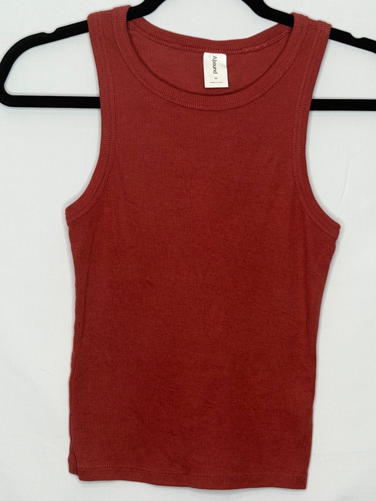 Abound Ribbed Tank Top Medium Rust Sleeveless Stretch Knit Basic Casual