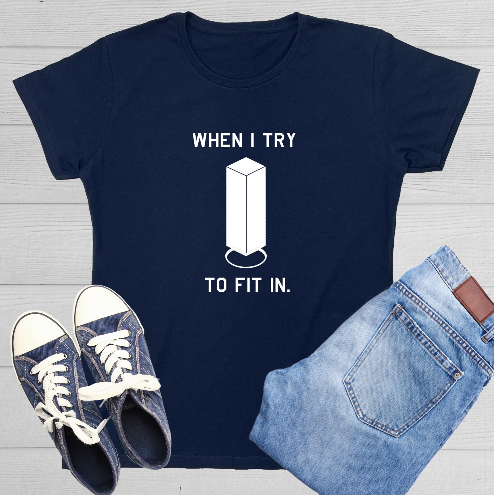 When I Try To Fit In Sarcastic Novelty Graphics Funny Womens T-Shirt