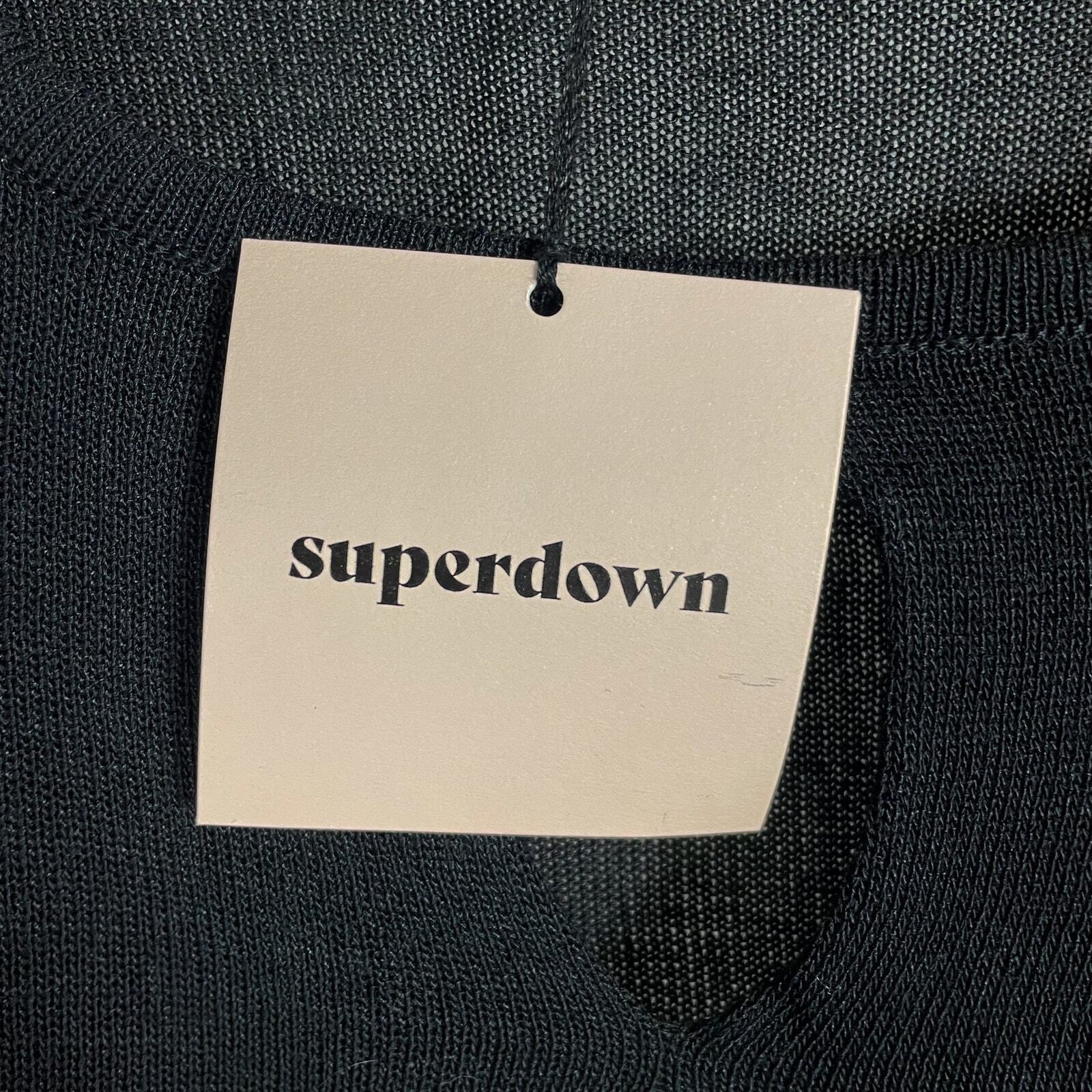 Superdown Jasmina Knit Top Black Crop Cut Out Long Sleeve Scoop Neck Sz S