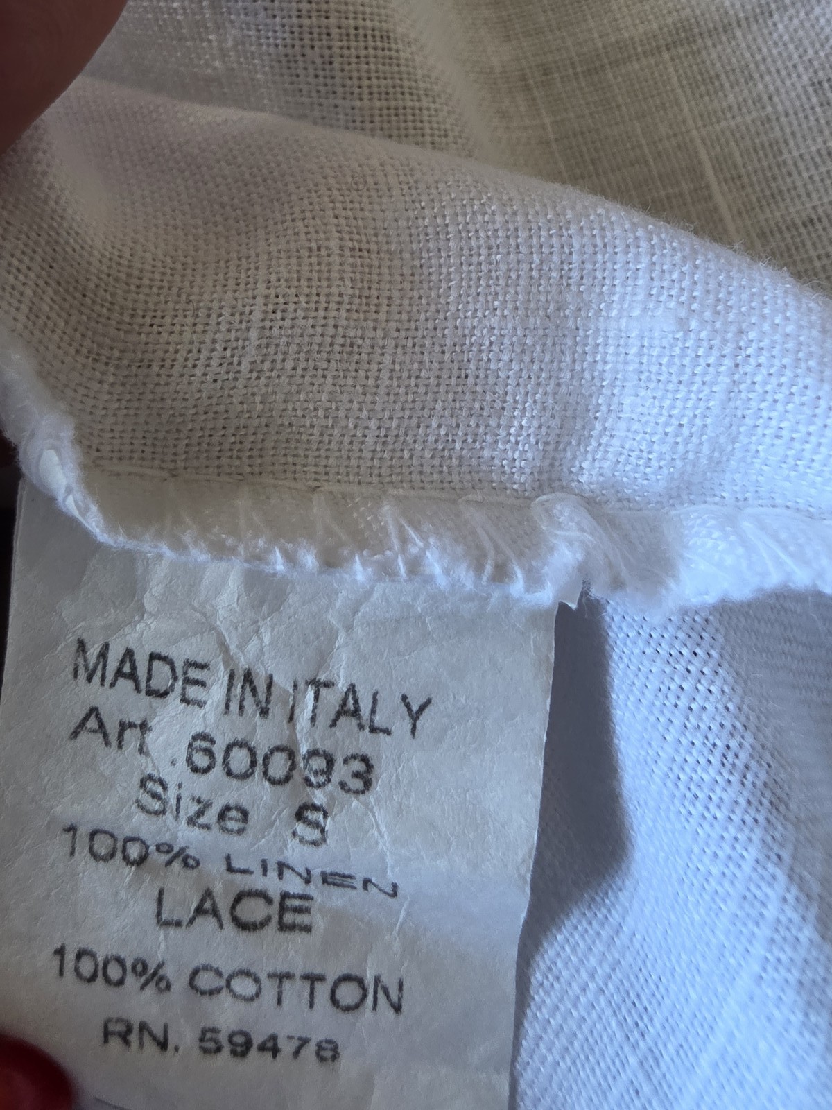 NWOT Marina Gigli Linen Tank Top S White Sleeveless Boho Italy Lace Blouse