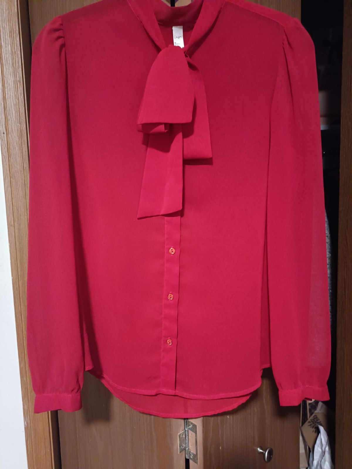 Vintage American Apparel Chiffon Secretary Blouse sz M Made in USA