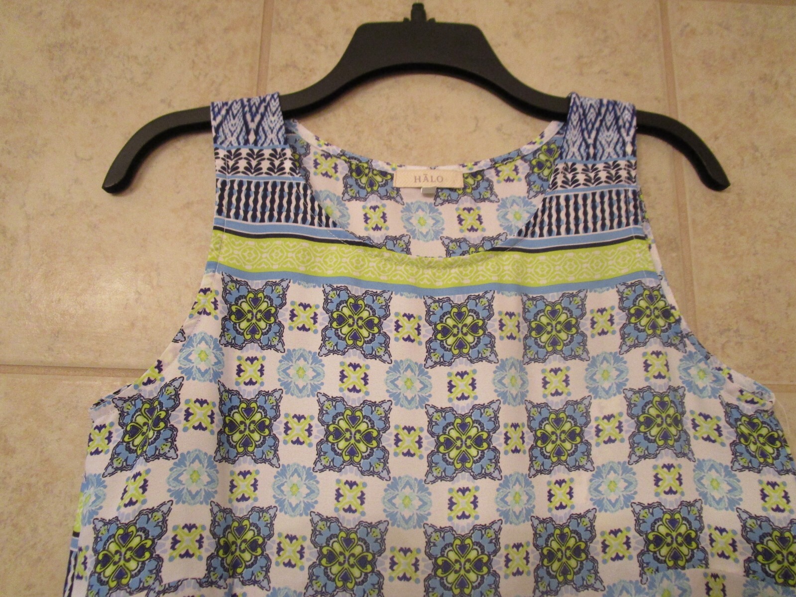 Halo Womens Medium Tank Top Multicolor Geometric Print Round Neck