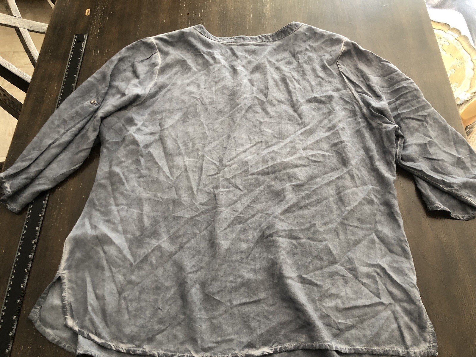 Grey 100% Viscose Blouse With Beaded Detail Size 14