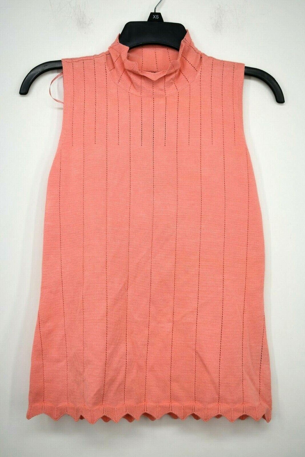 Devotion Cyrus Womens Pointelle Scallop Trim Mock Neck Tank Sleeveless Knit NWT