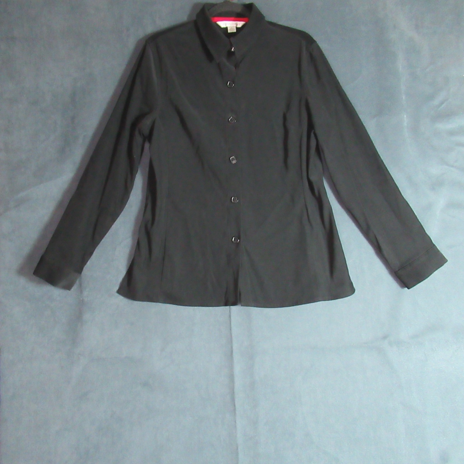 Vintage Casual Corner Top Womens Large Black Button Shirt Work Modest Retro 90s
