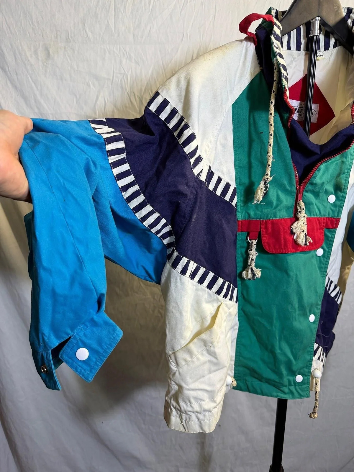 Vintage Braetan Color Block Windbreaker Jacket M 80s 90s Nautical