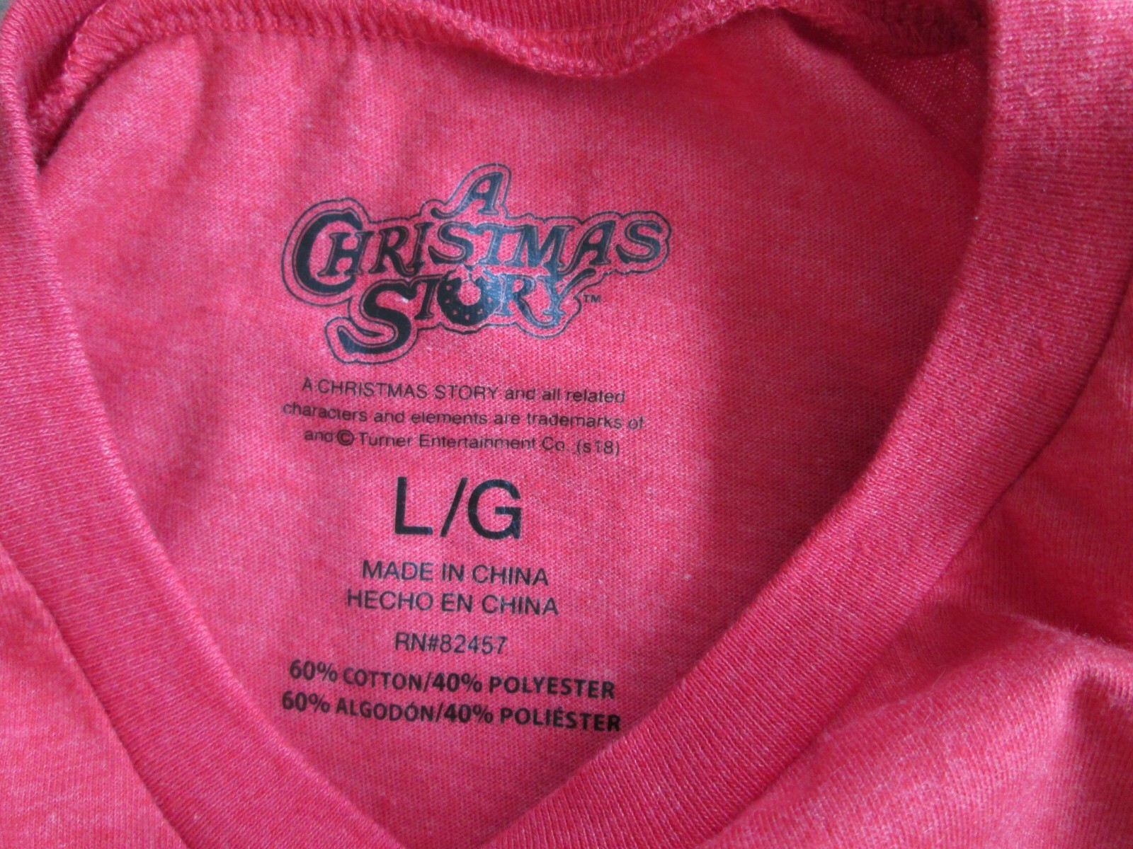 A Christmas Story T-Shirt (Women’s Large) (Men’s Medium) Red Leg Lamp Pajamas
