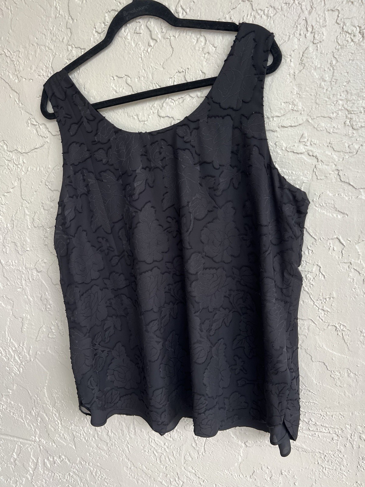 New Chico’s Tank XL Top Womens 3 Black Convertible Reversible Floral Jacquard.