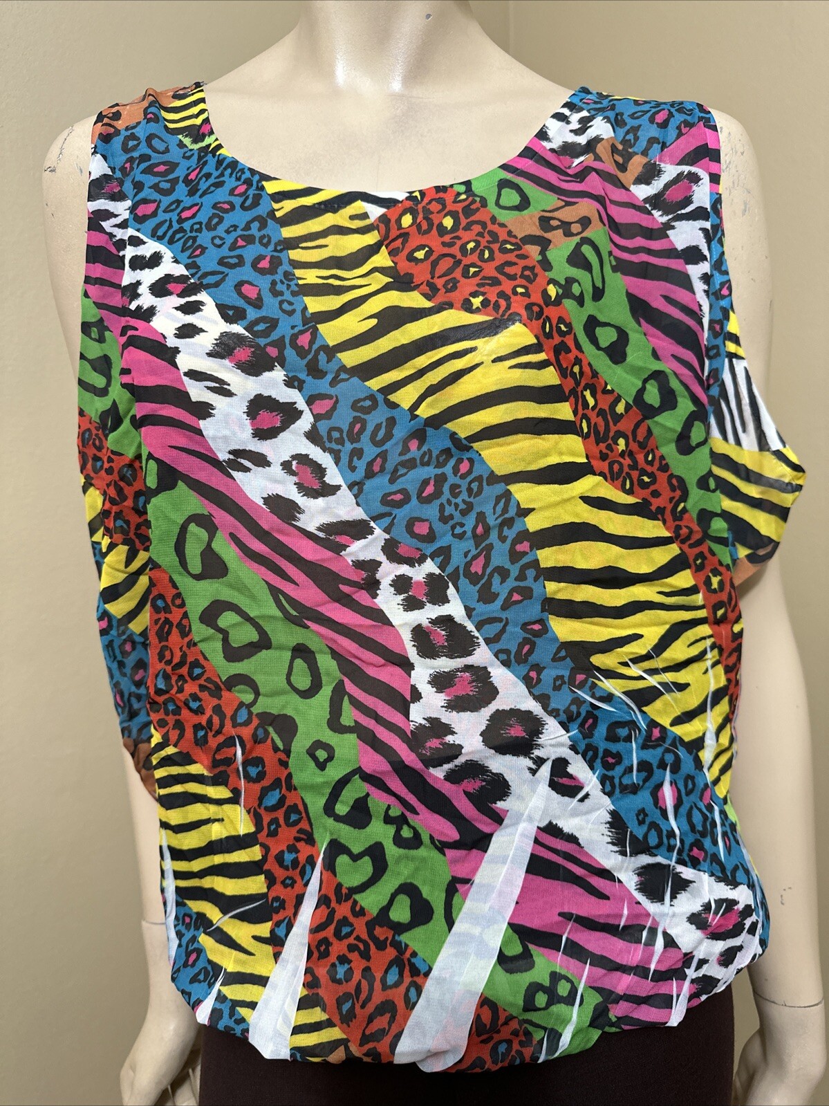 Women’s Multicolour Polyester Casual Summer Elastic Waist Size M Blouse Top