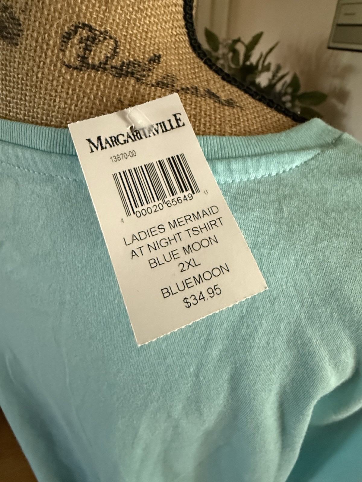 Margaritaville Womens Shirt TOP Aqua Marine Blue Size XXL MERMAID AT NIGHT