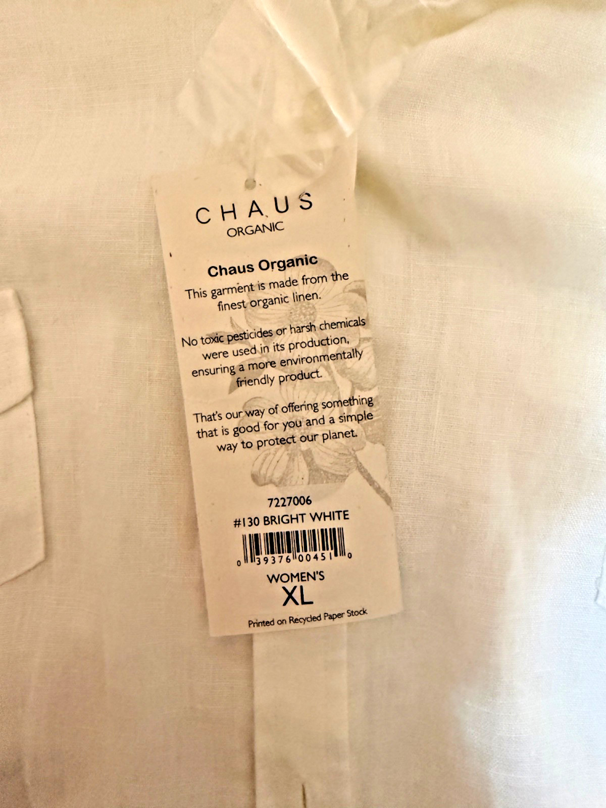 NWT Chaus Organic 100% Linen Button Up Neutral Cream Belted Size XL