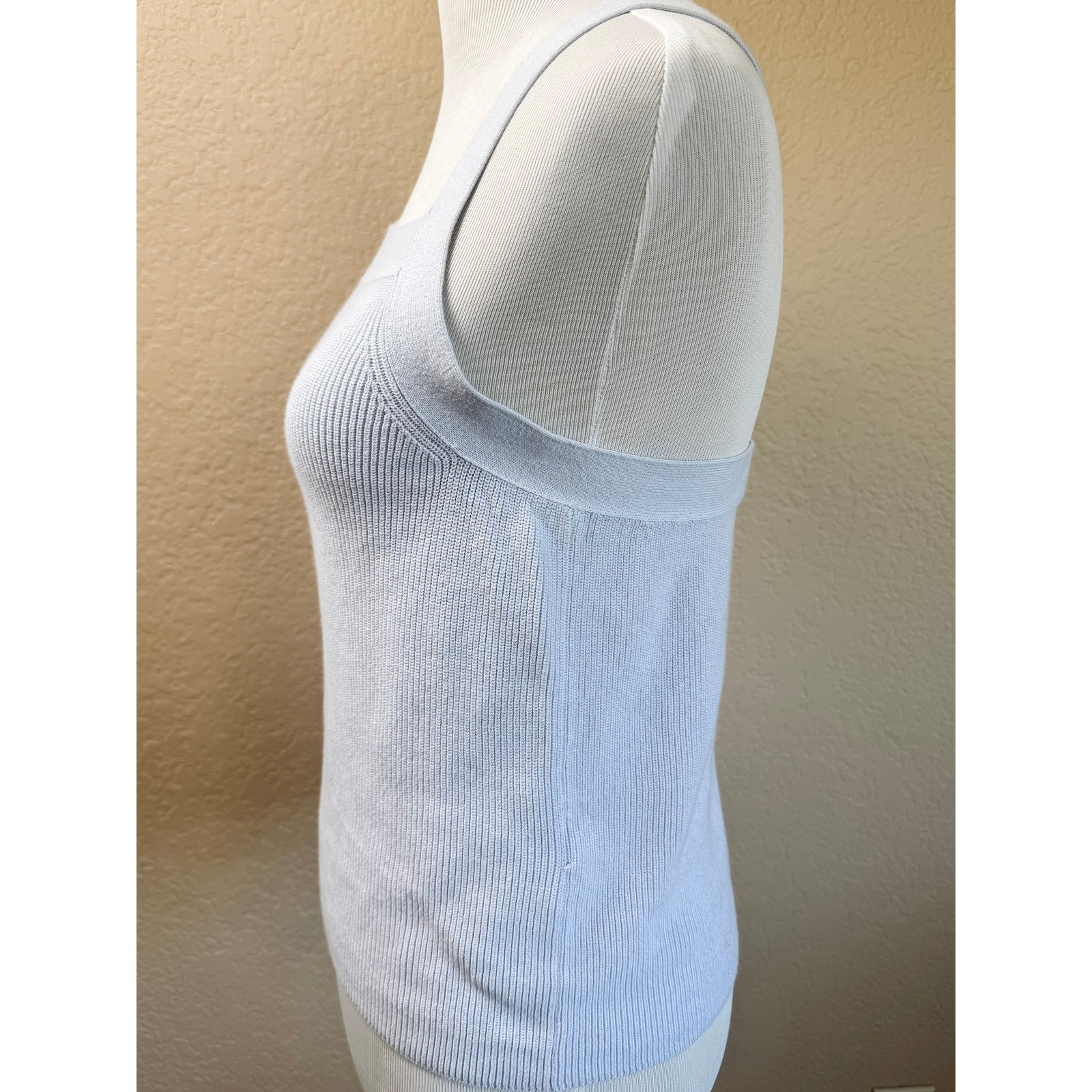 Banana Republic Knit Sweater Tank Top M Light Blue Square Neck Cross Back Size M