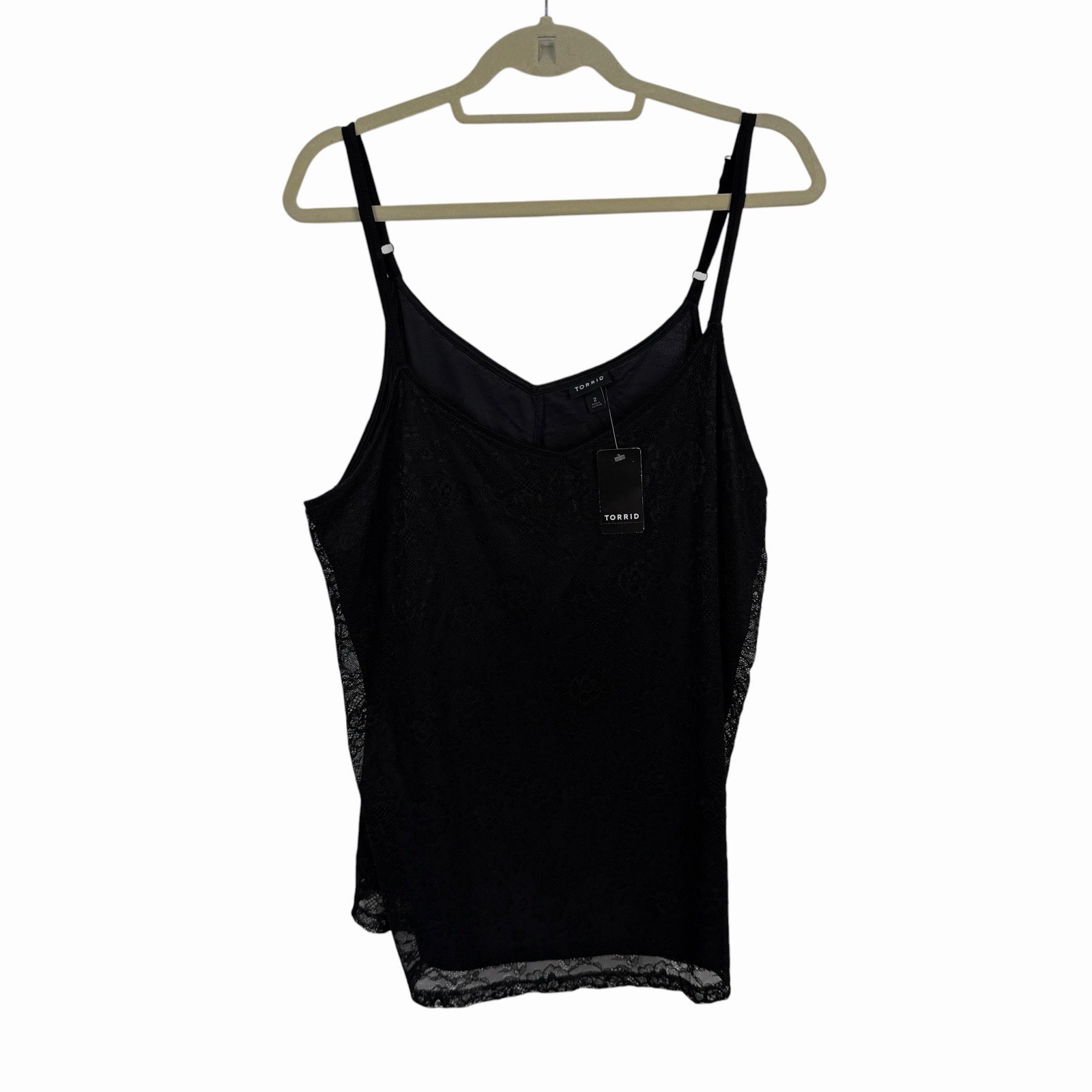 Torrid Black Lace V-Neck Swing Cami 2 2X Tank Top Whimsygoth Adjustable Straps