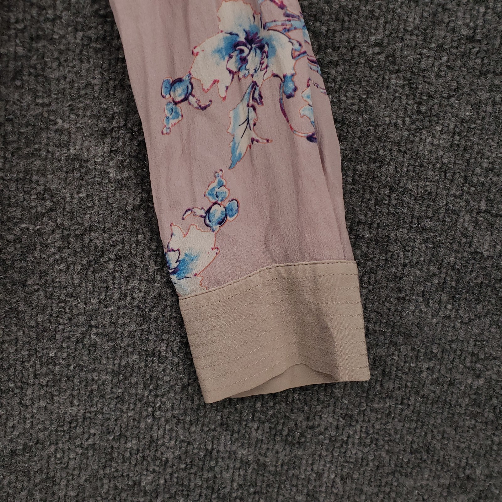 Rebecca Taylor Top 6 Womens Pink Floral Silk Blouse Long Sleeve Snap Popover