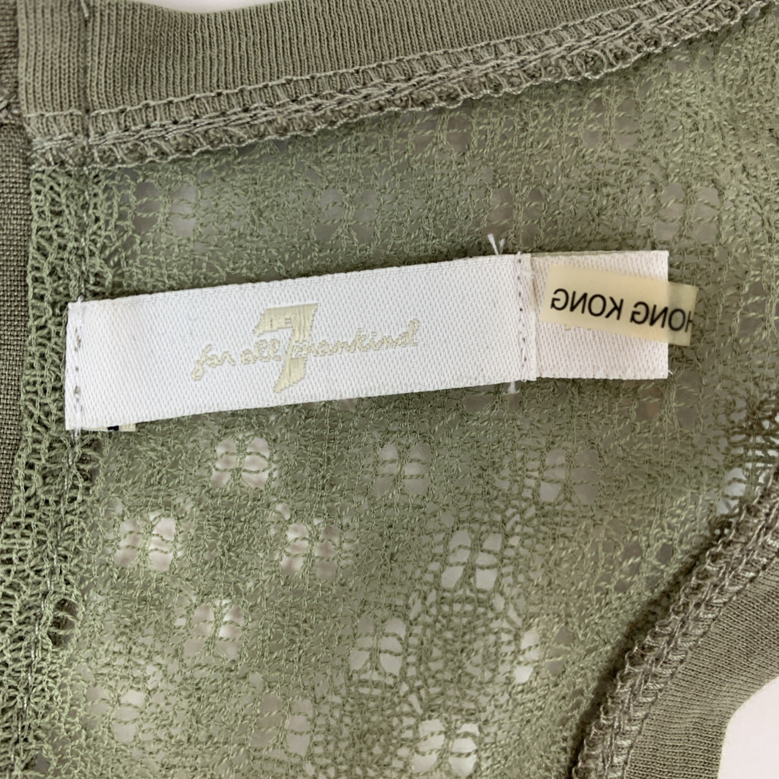 7 For All Mankind Shirt Womens Medium Green Button Back Lace Detail RacerBack