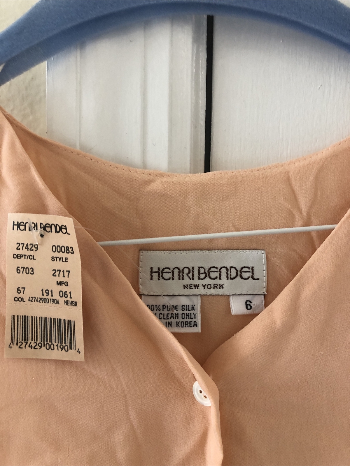 VTG Henry Bendel Silk Tunic Soft Peach Blouse Button Down Flowing Size 6 NWT