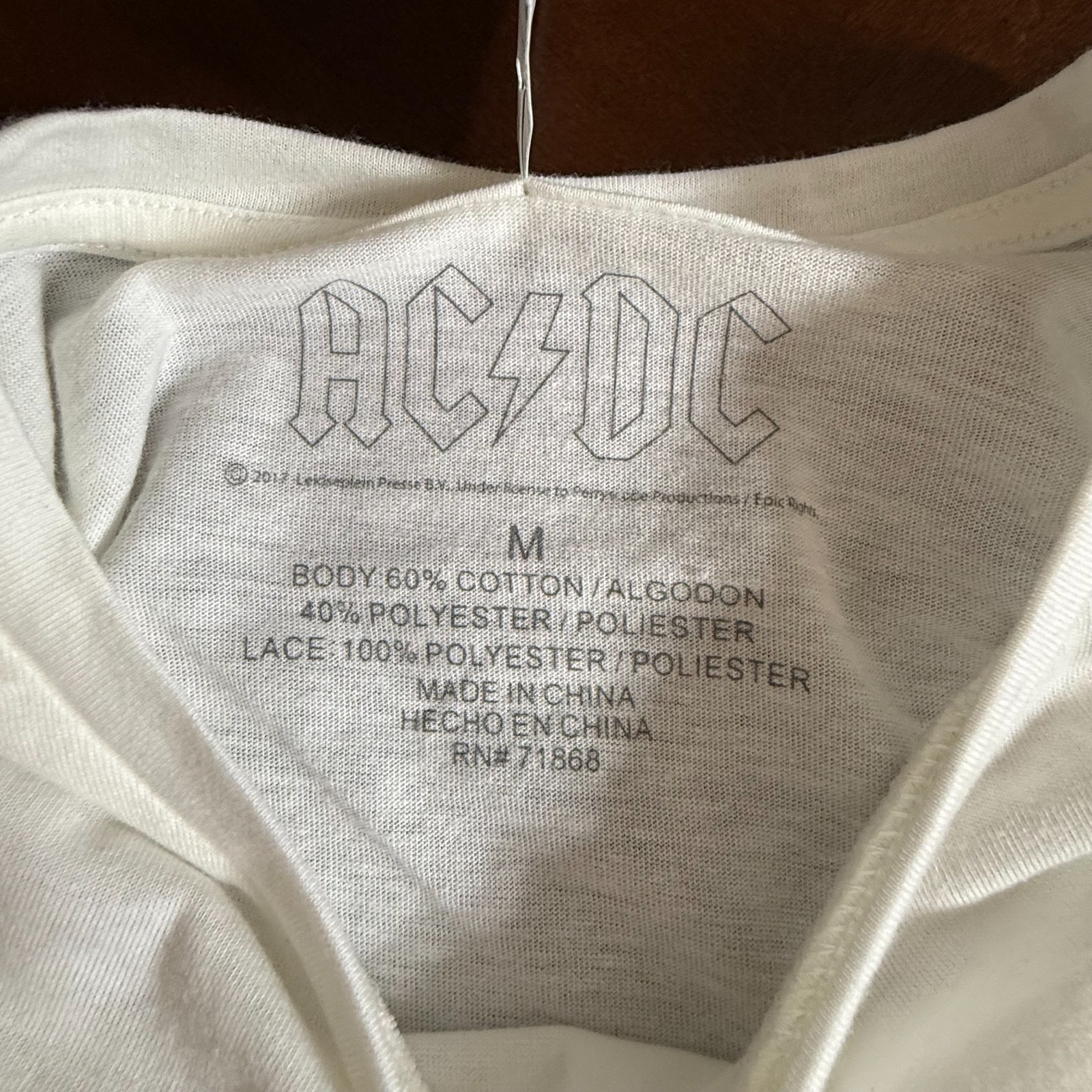 AC/DC For Those About To Rock Lace Trim T-Shirt M White Graphic Band Tee NWT