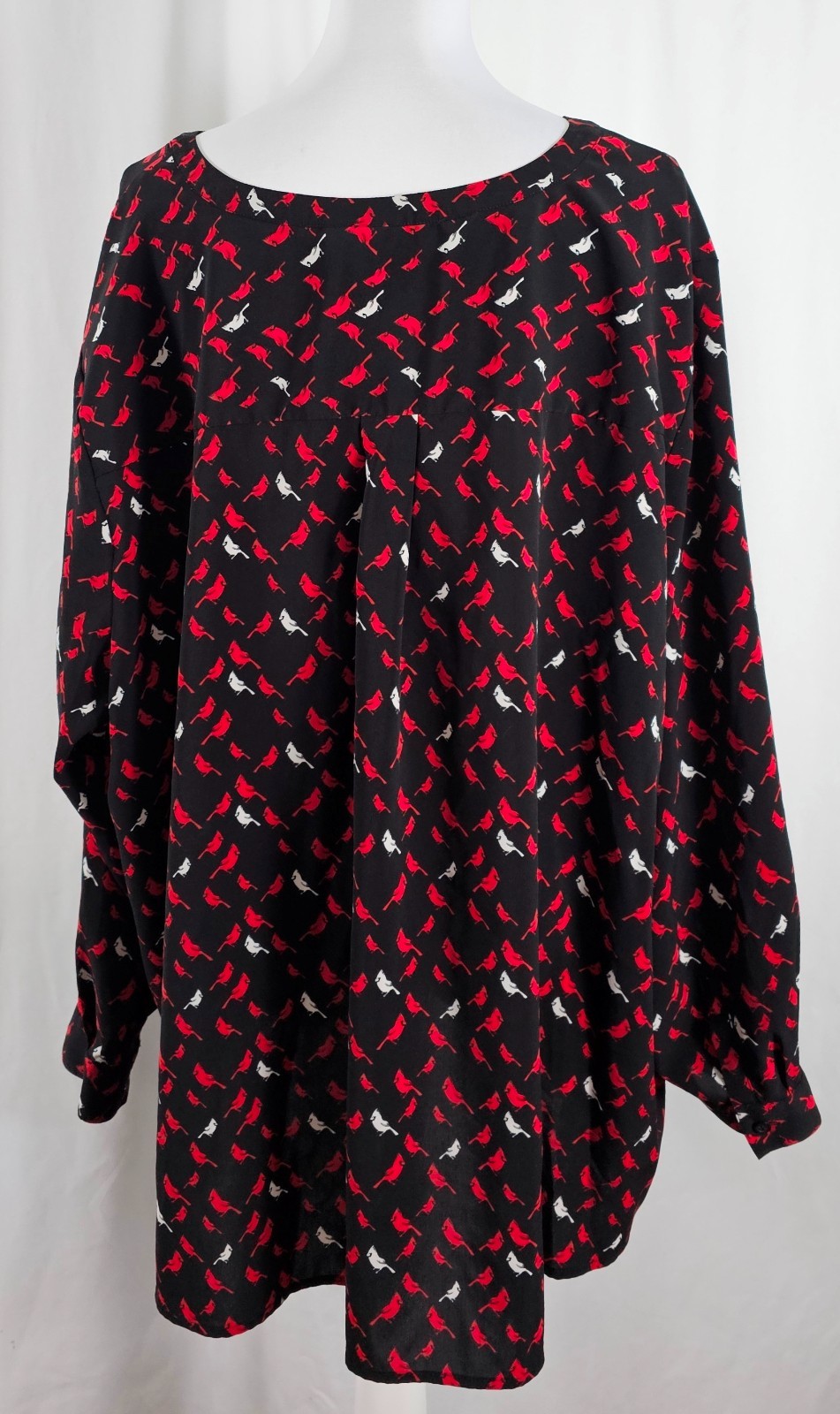 Catherines Womens Pullover Blouse Black Red White Cardinals Polyester Spandex 4X