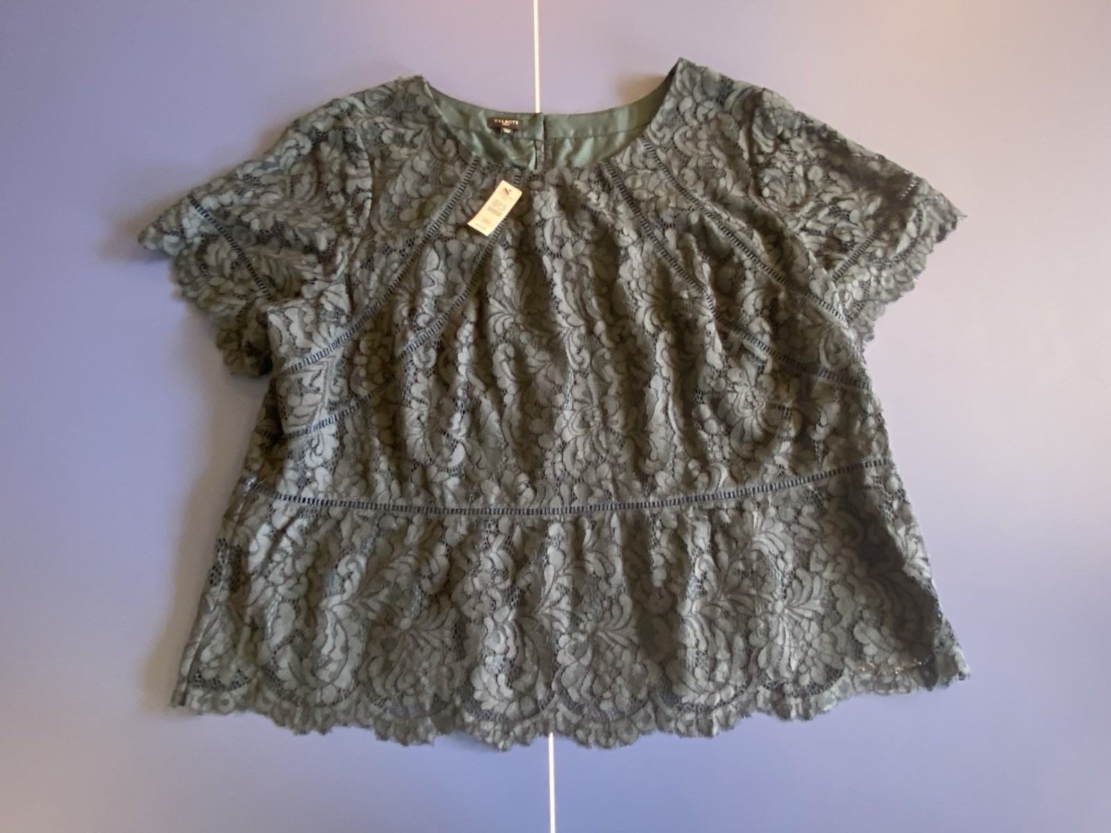 NWT Talbots Women’s Plus Size Dark Teal Lace Lined Blouse Size 22W