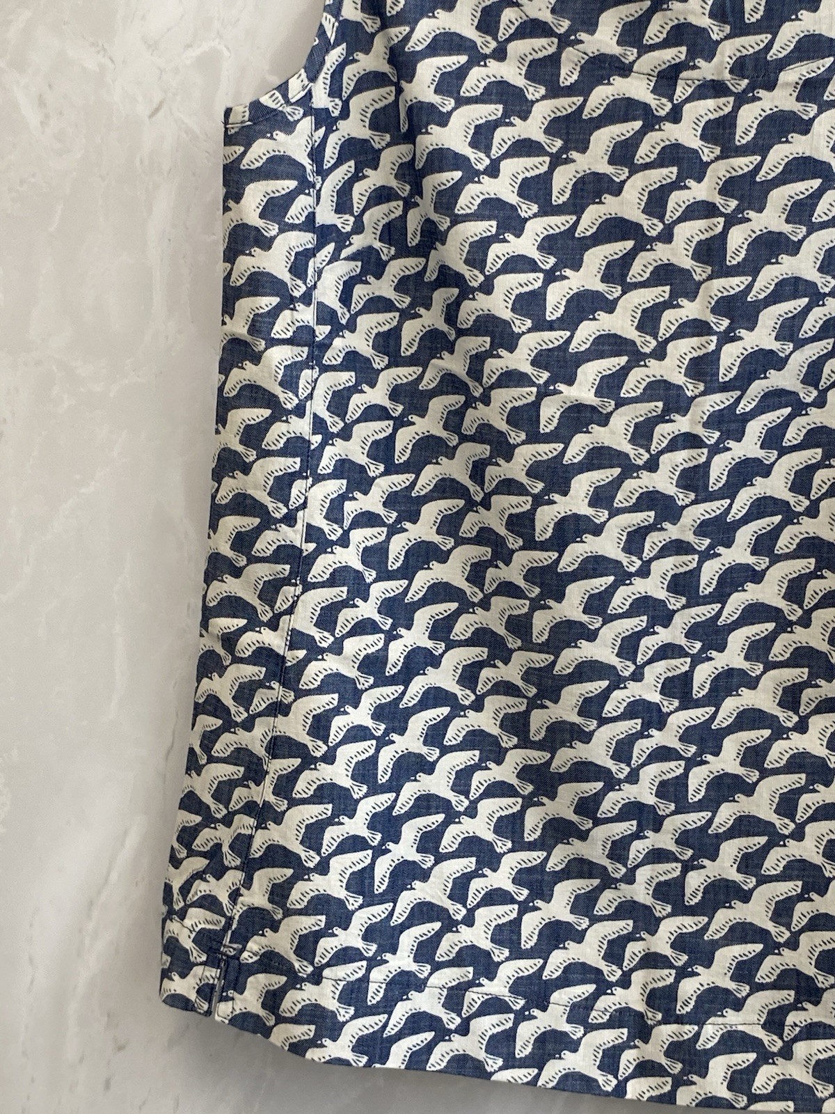 Seasalt Cornwall Blue Bird Print Sleeveless 100% Cotton Top UK8 PAC 2002918