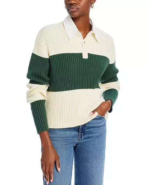 Urban Outfitters Lioness Prince Rugby Shirt Sweater Moss Stripe XS – NWT $69