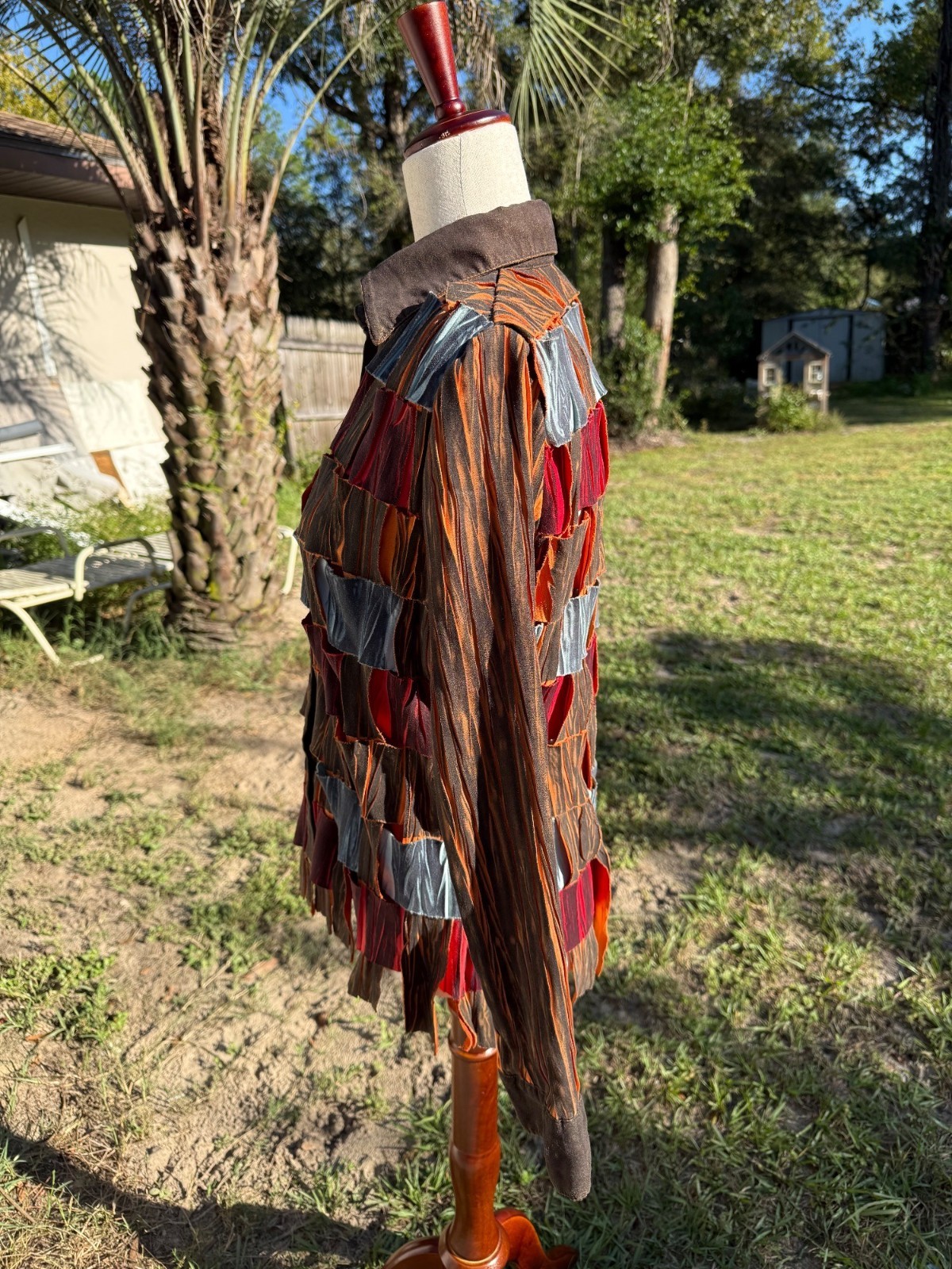 VTG Fantazia Artsy M Weaved Long Sleeve button up Shirt patchwork Hippie Y2k