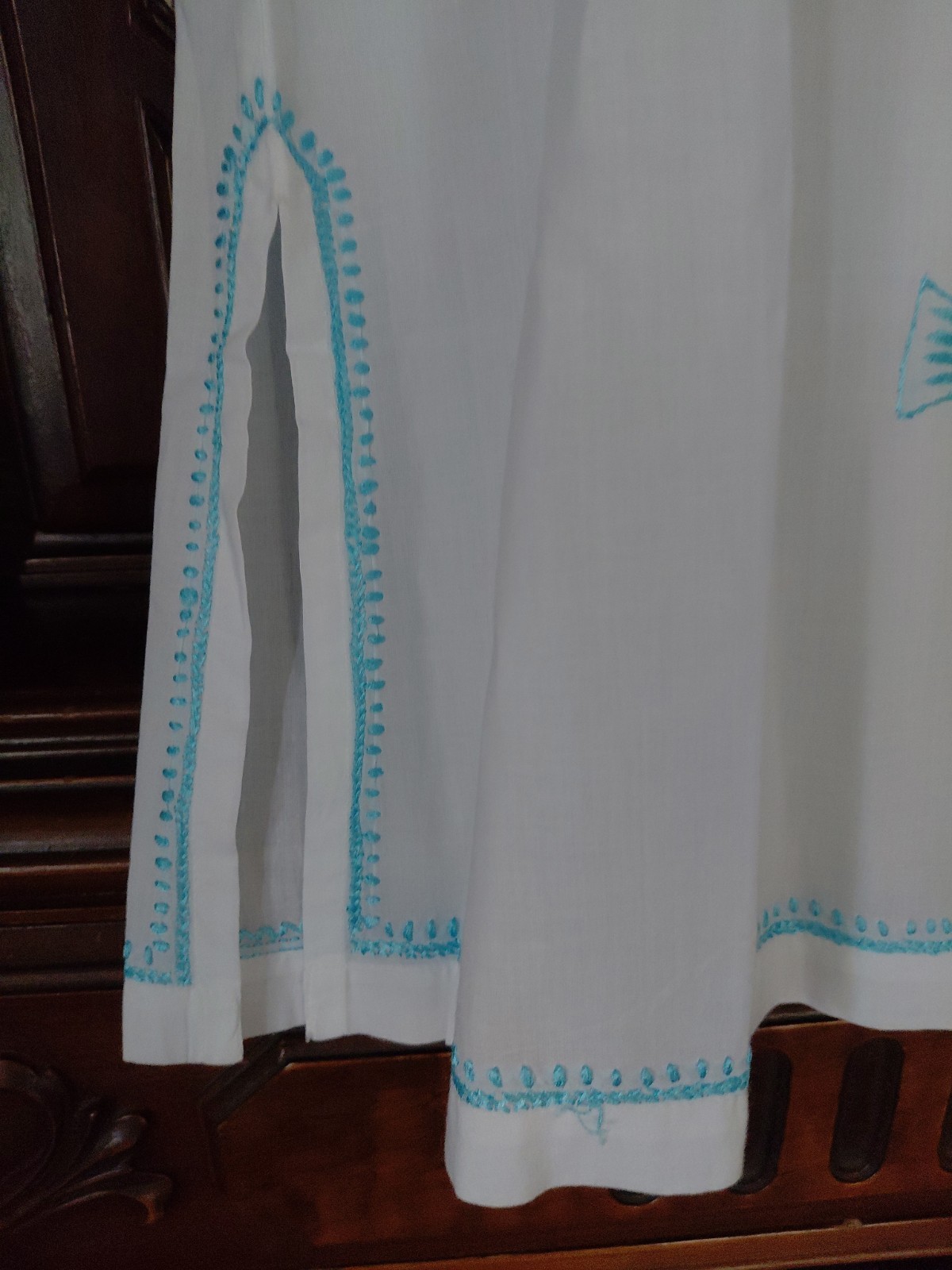 Gretchen Scott Tunic Blouse S M Teal Seahorse Embroidered Resort $159 Sold Out