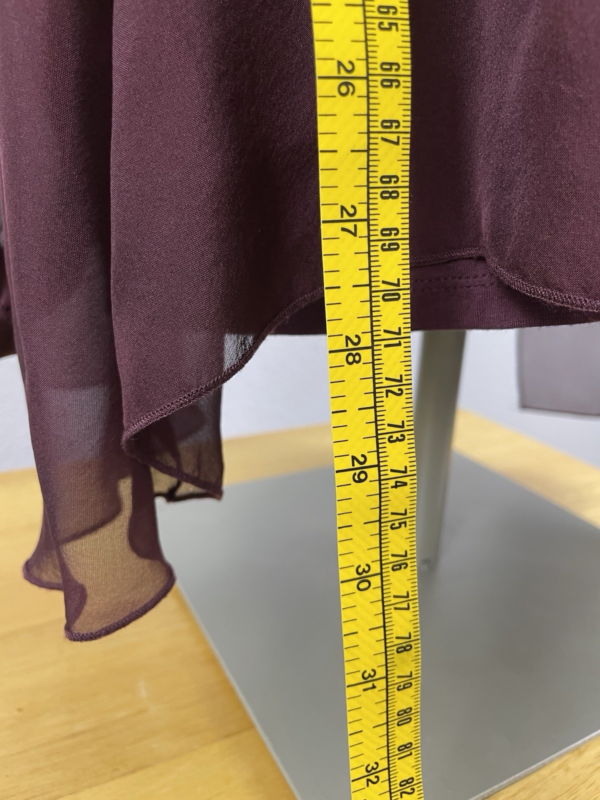 Soft Surroundings Silk Sheer Layer w/ Lining Burgundy Long Sleeve Top Size Large