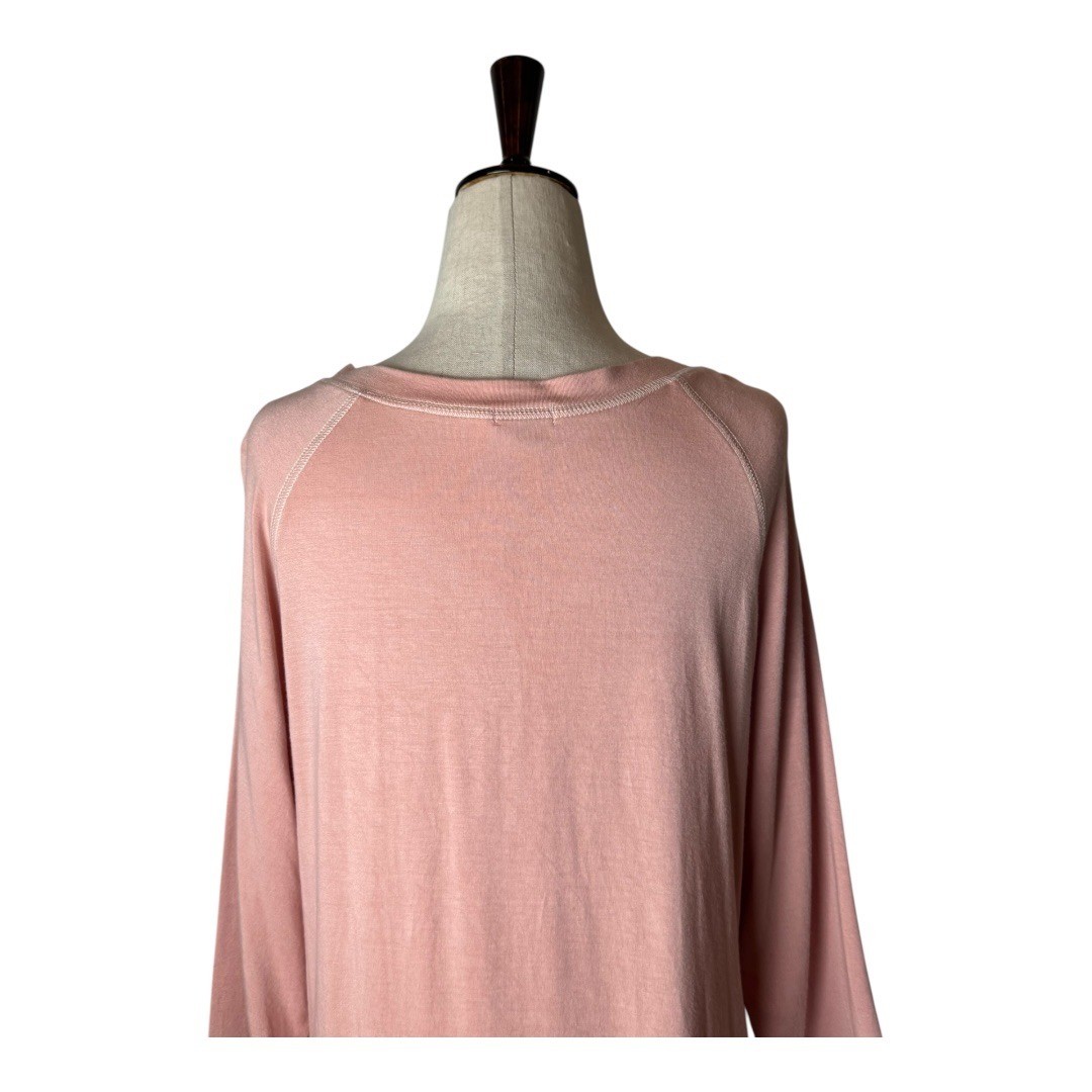 JUDE Shirt Women Large Pink Lace Up Knit Lightweight Pullover Athleisure USA