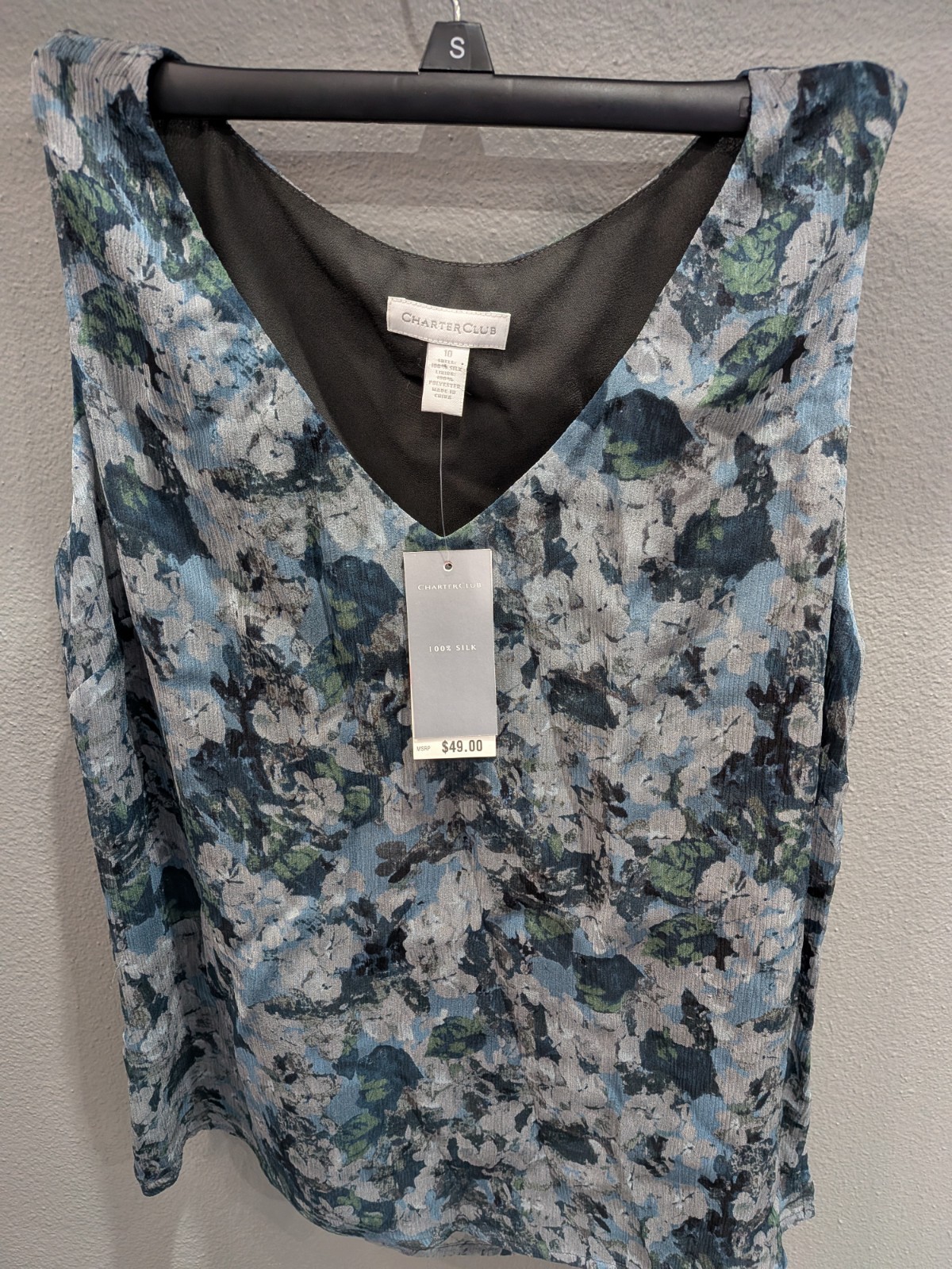 Charter Club 100% Silk Tank Lined Slit At The Bottom Darts Side Zip New/Tags 354