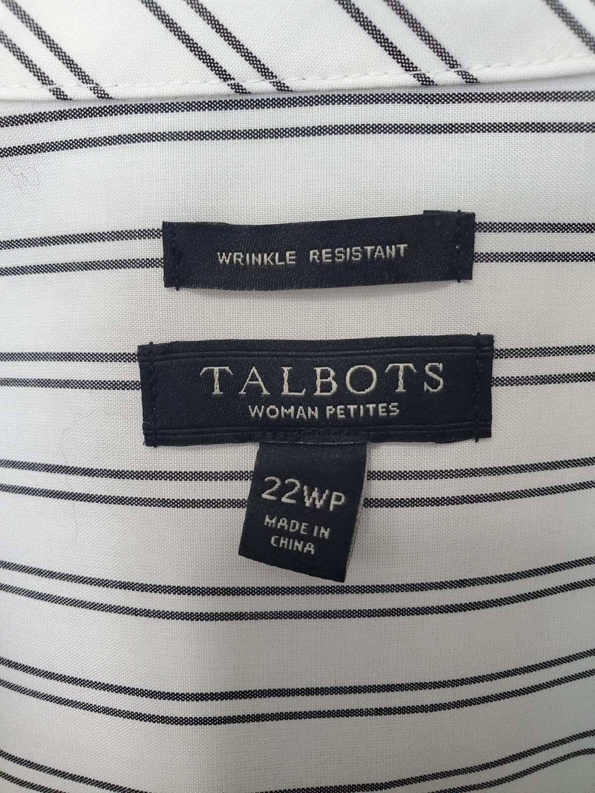 TALBOTS Woman Petites Wrinkle Resistant Striped Henley Neck Tunic Size 22WP NWOT